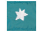 Ein türkisfarbener Stoff mit einem weißen Stern.