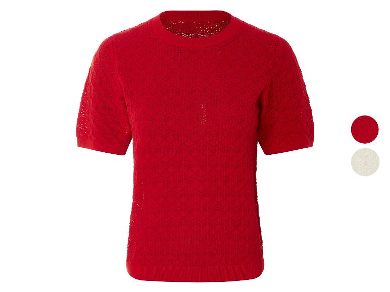 Rote und cremefarbene Kurzarm-Strickoberteile.