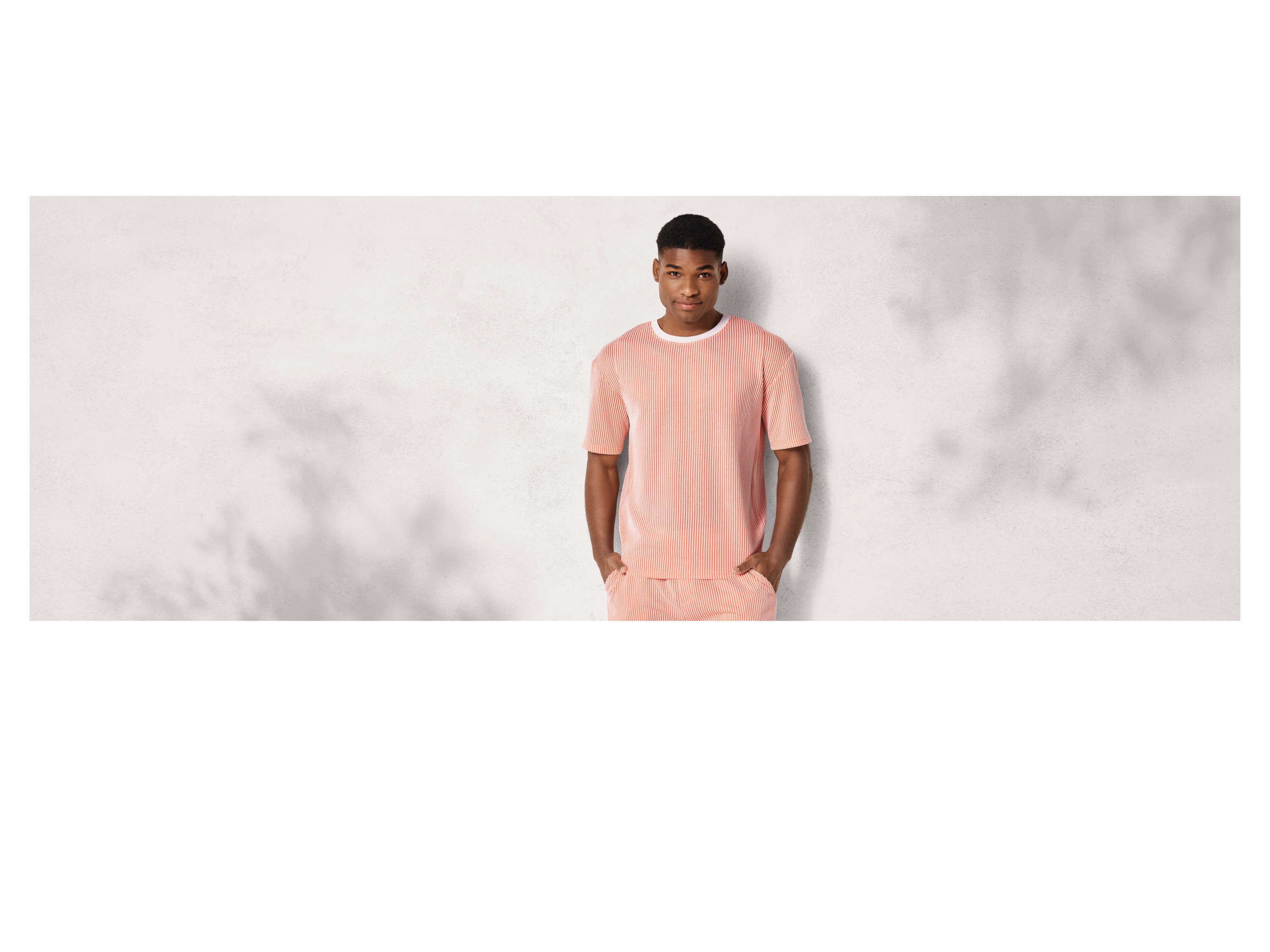 Thumbnail - LIVERGY® Herren T-Shirt Seersucker (L(52/54), orange/weiß)