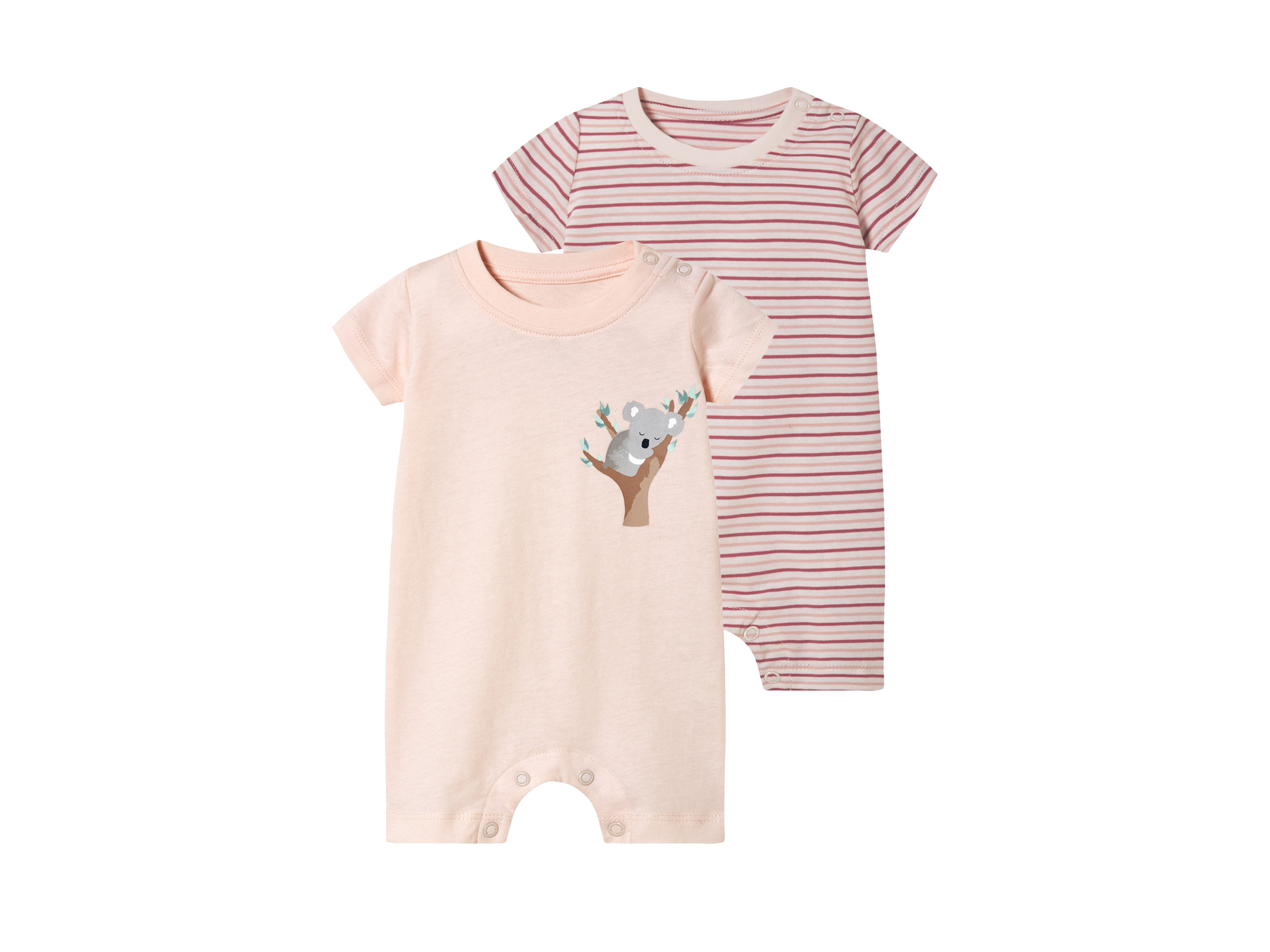 lupilu® Baby Mädchen Schlafoverall kurz, 2 Stück (Koala, 62/68)““ | Koala Muster: – Detail: ökologischer Textildruck Knöpung: Schulter- und Schrittknöpung Ärmellänge: kurzarm Bündchen: – Füsschen: – Material: Baumwolle Bio Pflegehinweis: waschen bei max. 60 °C nicht bleichen schonende Trocknung im Wäschetrockner bei max. 60 °C bügeln bis 150 °C Stufe 2. Dampfbügeleisen kann verwendet werden nicht trockenreinigen Größe: 50/56 – 86/92 Meine Lidl-Größe – so einfach geht es Deine Größe findest du in der Lidl-Größentabelle . Oeko-Tex® Standard 100 Geprüft auf Schadstoffe Zertifizierungsnummer: 20.Hbd.29397 Hohenstein Htti Standard 100 by Oeko-Tex® ist die weltweit bekannteste, unabhängige Zertifizierung schadstoffgeprüfter Textil- und Lederprodukte aller Art – vom Garn und den Stoffen bis hin zum gebrauchsfertigen Artikel. Das Label bestätigt