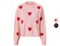 Rosa Pullover mit Herzmuster und zwei Farboptionen