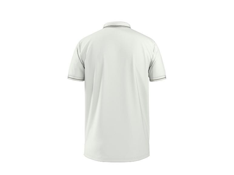 Weißes Herren-Poloshirt mit kurzen Ärmeln und Kragen, Rückansicht