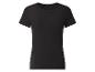 Geripptes schwarzes Kurzarm-T-Shirt für Damen