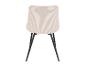 Esszimmerstuhl mit beiger Cord-Rückenlehne und schwarzen Metallbeinen