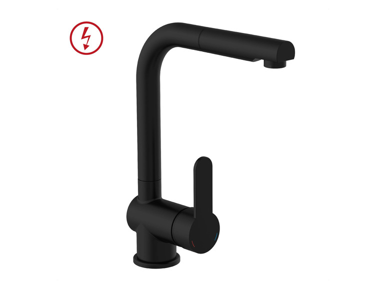 Schwarze Küchenarmatur mit ausziehbarer Brause