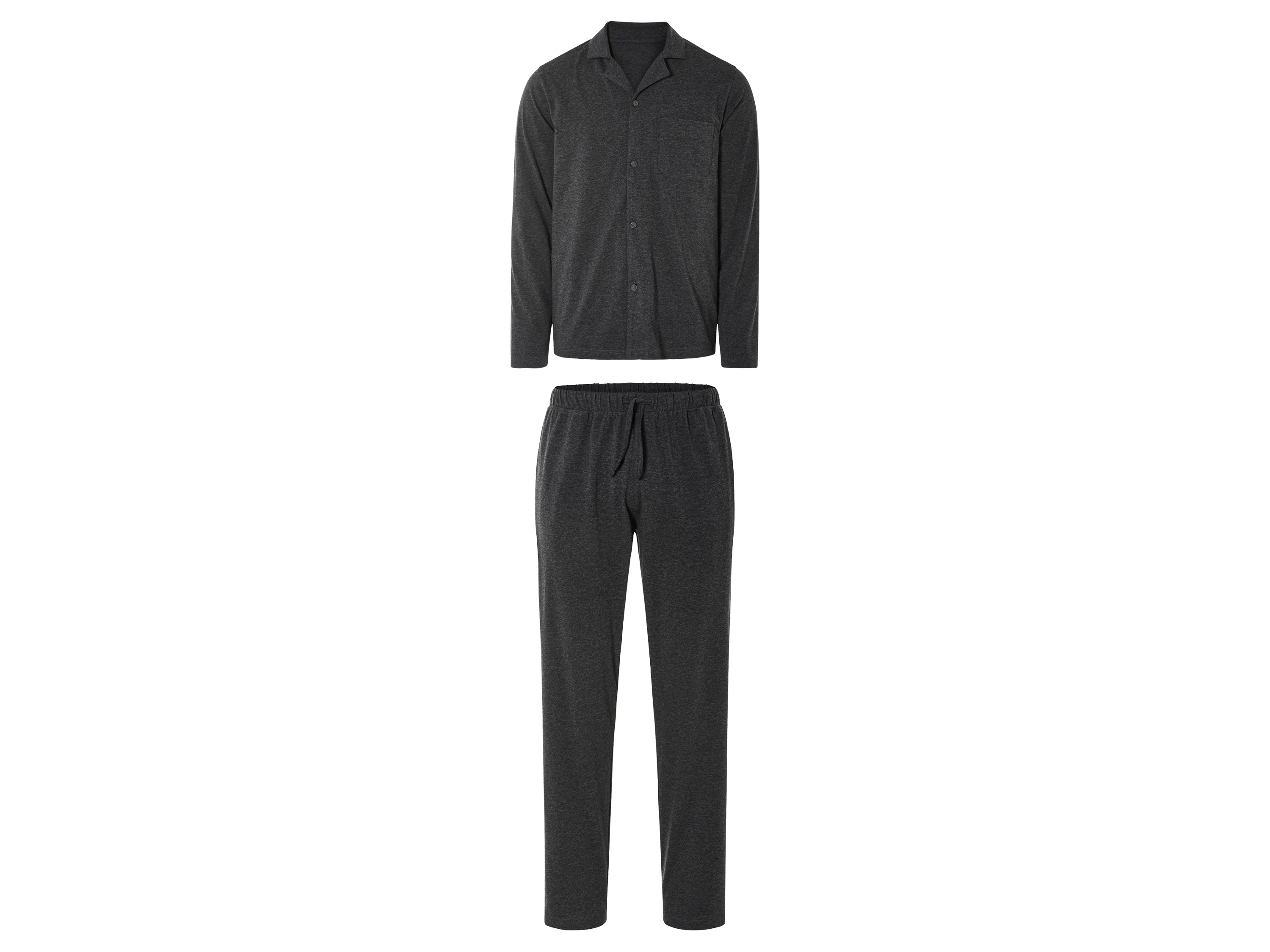 LIVERGY® Herren Pyjama (Grau, L(52/54))““ | Hemd mit durchgehender Knopfleiste und aufgesetzter Brusttasche Ausschnitt: – Kragenform: Reverskragen Material: Baumwolle, 40 % Polyester recycelt Pflegehinweis: waschen bei max. 40 °C nicht bleichen schonende Trocknung im Wäschetrockner bei max. 60 °C bügeln bis 150 °C Stufe 2. Dampfbügeleisen kann verwendet werden nicht trockenreinigen Größe: S 44/46 – XL 56/58 Meine Lidl-Größe – so einfach gehts Deine Größe findest du in der Lidl-Größentabelle . Oeko-Tex® Standard 100 Geprüft auf Schadstoffe Zertifizierungsnummer: 2018Ok0144 Aitex Standard 100 by Oeko-Tex® ist die weltweit bekannteste, unabhängige Zertifizierung schadstoffgeprüfter Textil- und Lederprodukte aller Art – vom Garn und den Stoffen bis hin zum gebrauchsfertigen Artikel. Das Label bestätigt
