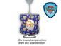 Eine blaue Paw Patrol Lampe mit drehbarem Schirm.