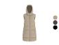 Lange Damen-Steppweste mit Kapuze in Beige, Braun und Schwarz