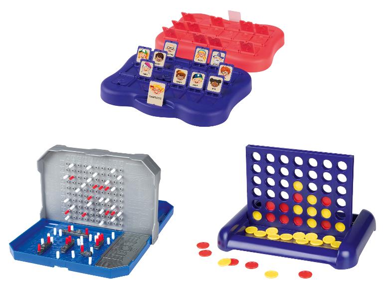 Klassische Brettspiele: Personen erraten, Schiffe versenken und Vier gewinnt.