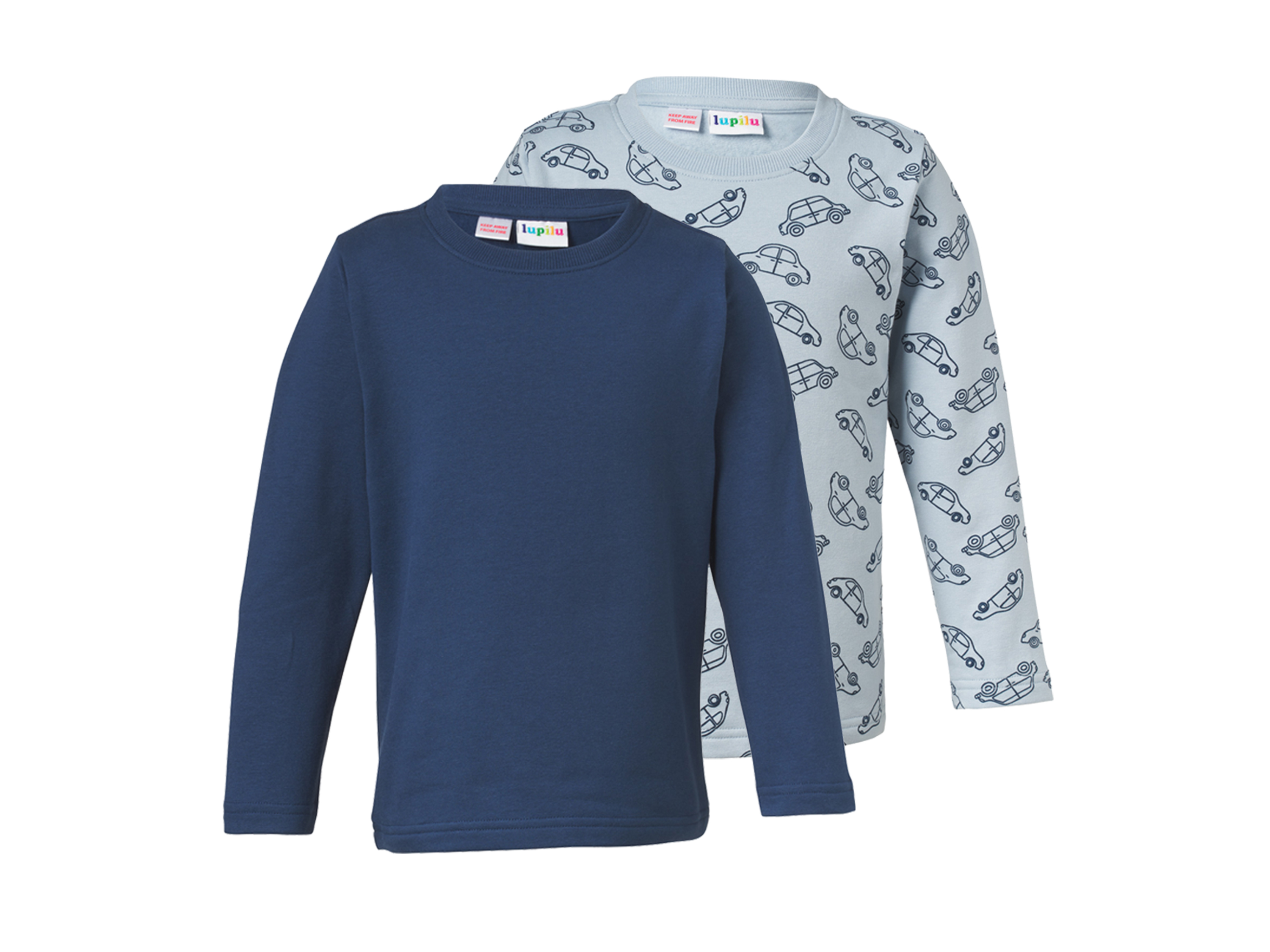 LUPILU® Kinder-Thermo-Sweatshirts, 2 Stück (navy/blau, 98/104)