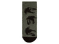 Grüne Socken mit Dinosaurier-Motiv.