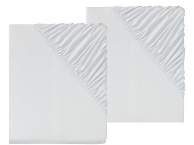 LIVARNO home Spannbettlaken Jersey, 2 Stück, 90-100x200x20cm (hellgrau)