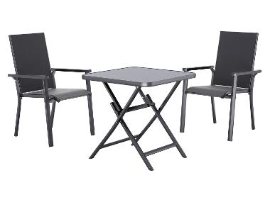 LIVARNO® Alu-Set »Houston«, 3-teilig - Klapptisch & 2 Stapelsessel, anthrazit