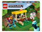 LEGO Minecraft The Horse Stable mit Pferden, einem Skelett und einem Stall.