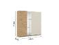 Kleiderschrank mit Schiebetüren in Holzoptik und Beige, mit Spiegel, 210x218x59 cm