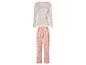 Damen-Pyjama mit Langarmshirt und rosafarbener Hose mit Blätterprint.