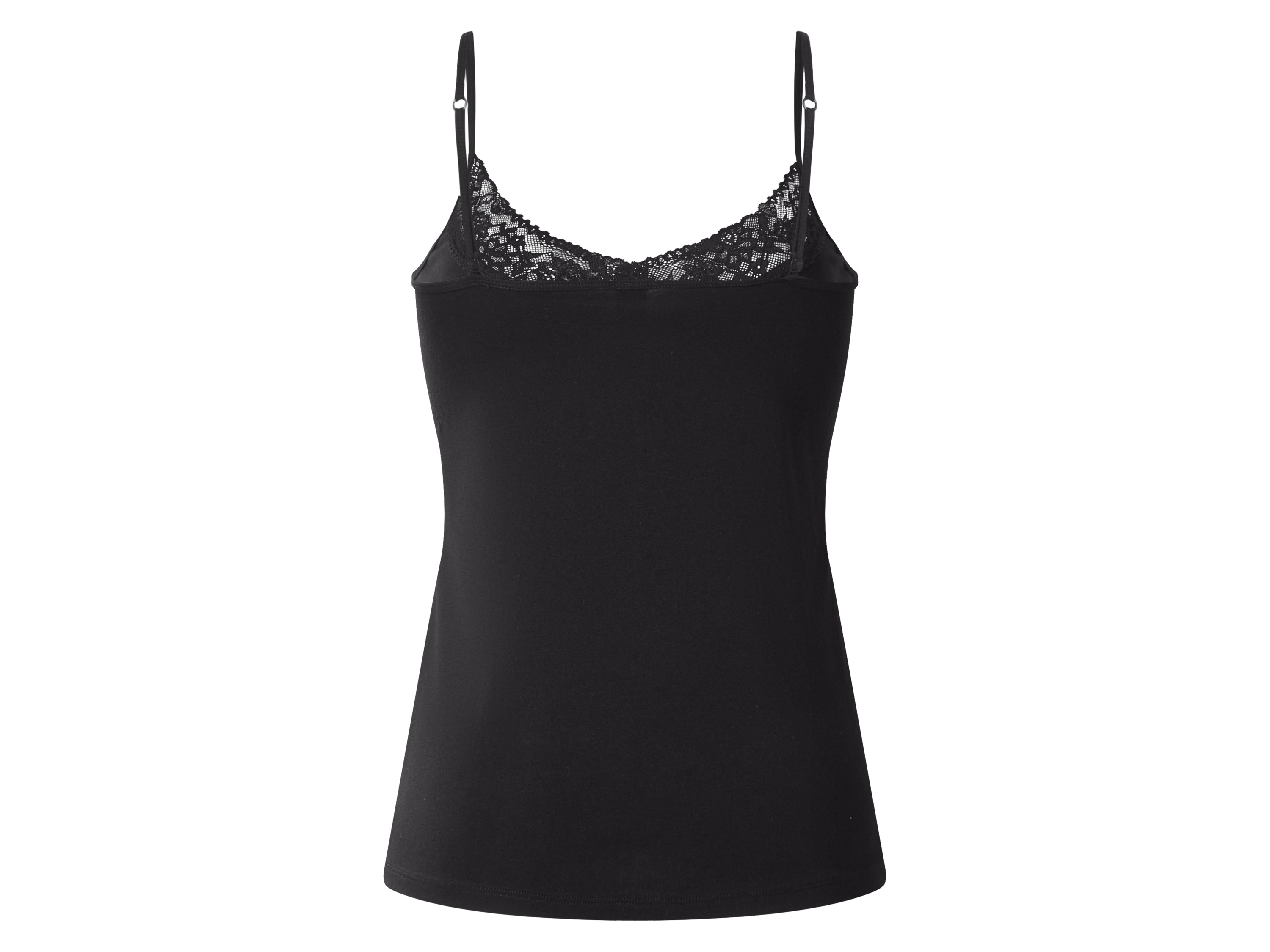 Thumbnail - esmara® Damen Spaghettiträgerhemd mit Spitze, 3 Stück (Schwarz/weiß, XS(32/34))