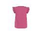 Damen-T-Shirt in Fuchsia-Rosa mit Rüschenärmeln, Rückansicht.