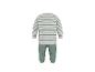 Gestreifter Pullover und unifarbene Hose in Grün und Weiß für Babys