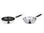 SILVERCREST® Premium Edelstahlpfannen: eine beschichtet, eine unbeschichtet, Ø 24 cm.
