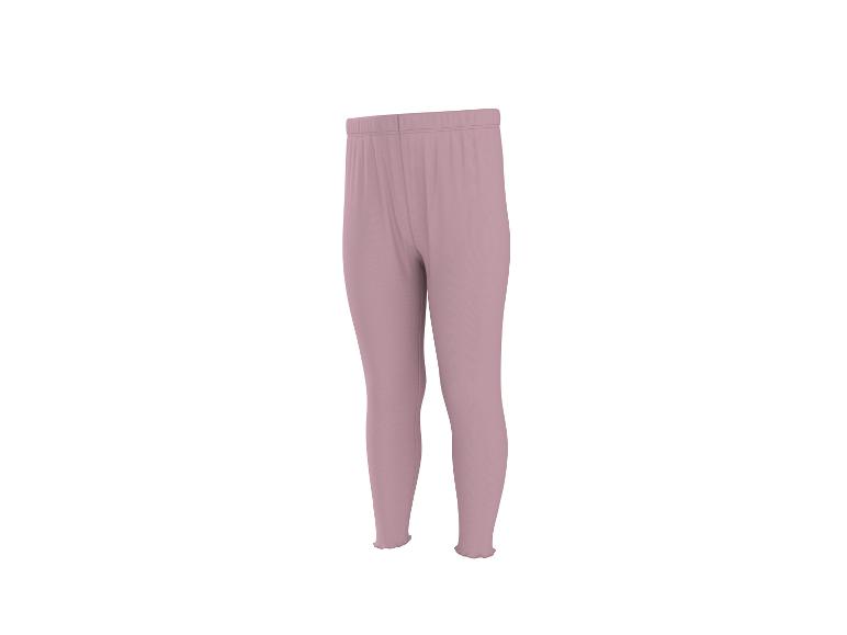 Hellrosa Damen-Leggings mit elastischem Bund und gewelltem Saum.