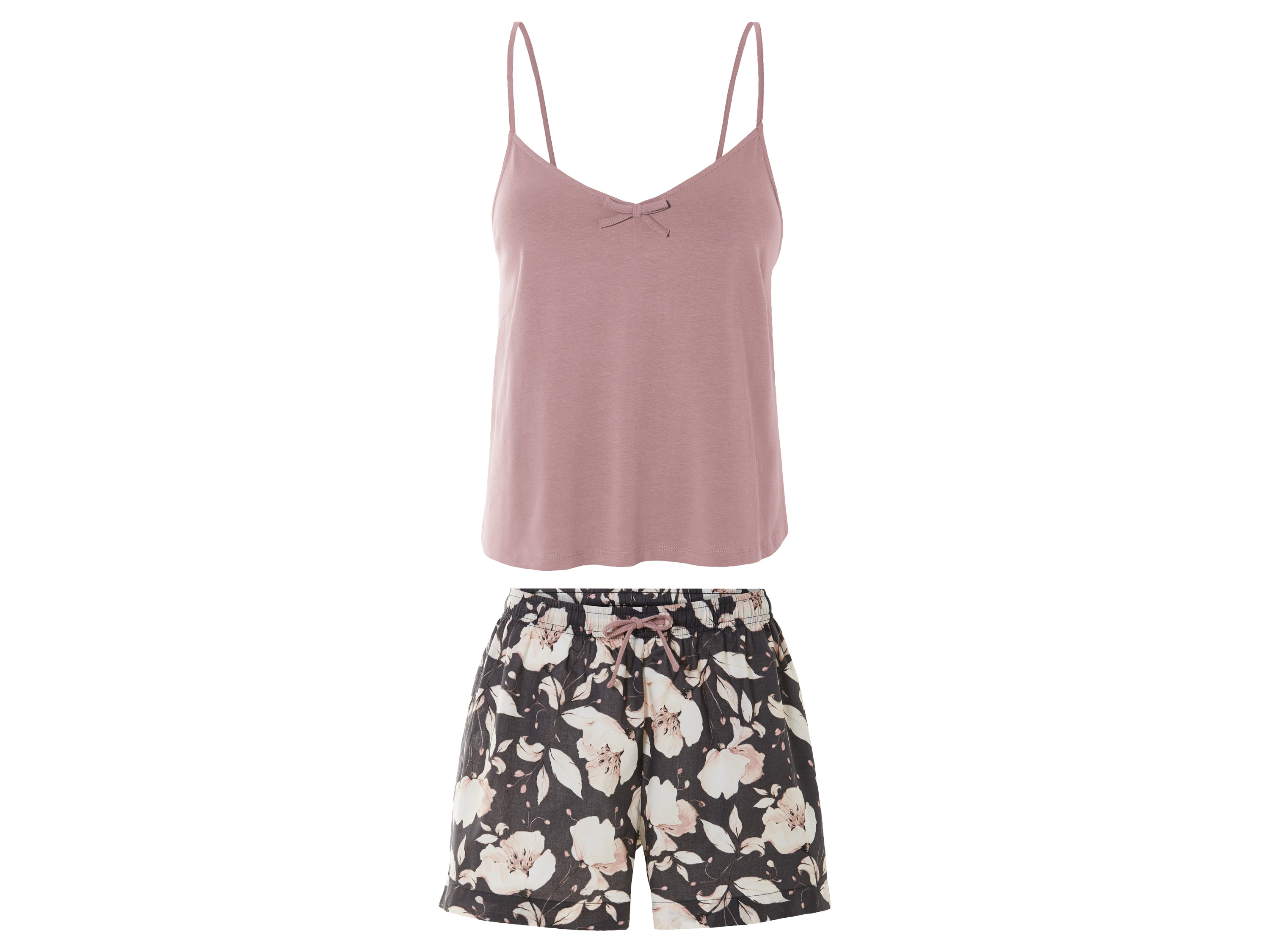 esmara® Damen Shorty Pyjama (Rose, XS (32/34))““ | rose Muster: – Detail: mit kleinen Seitenschlitzen Ausschnitt: V-Ausschnitt Material: Baumwolle, 5 % Elasthan Lycra® Shorts: Baumwolle Pflegehinweis: waschen bei max. 40 °C nicht bleichen schonende Trocknung im Wäschetrockner bei max. 60 °C bügeln bis 150 °C Stufe 2. Dampfbügeleisen kann verwendet werden nicht trockenreinigen Größe: XS 32/34 – XL 48/50 Meine Lidl-Größe – so einfach gehts Deine Größe findest du in der Lidl-Größentabelle . Oeko-Tex® Standard 100 Geprüft auf Schadstoffe Zertifizierungsnummer: 09.0.68536 Hohenstein Htti Standard 100 by Oeko-Tex® ist die weltweit bekannteste, unabhängige Zertifizierung schadstoffgeprüfter Textil- und Lederprodukte aller Art – vom Garn und den Stoffen bis hin zum gebrauchsfertigen Artikel. Das Label bestätigt