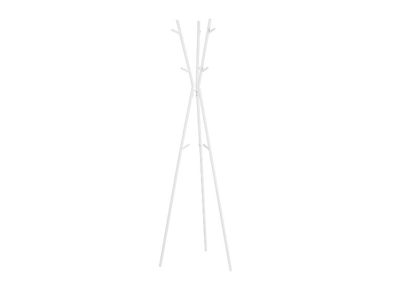 Ein minimalistischer weißer Kleiderständer.