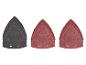 Set dreieckiger Schleifpads in Schwarz und Rot für Schleifmaschinen.