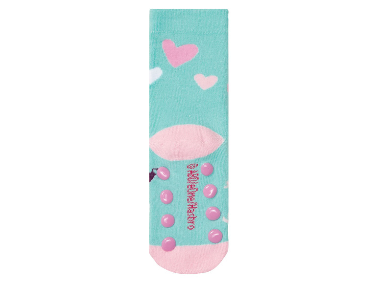 Babysocken mit Herzen und Anti-Rutsch-Punkten.