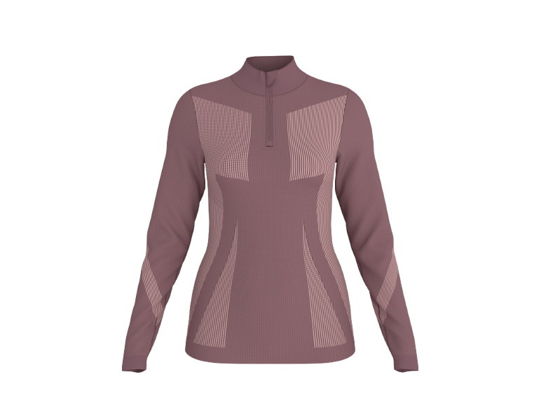 Rosa Langarm-Sportoberteil aus Strick mit Streifendetails.