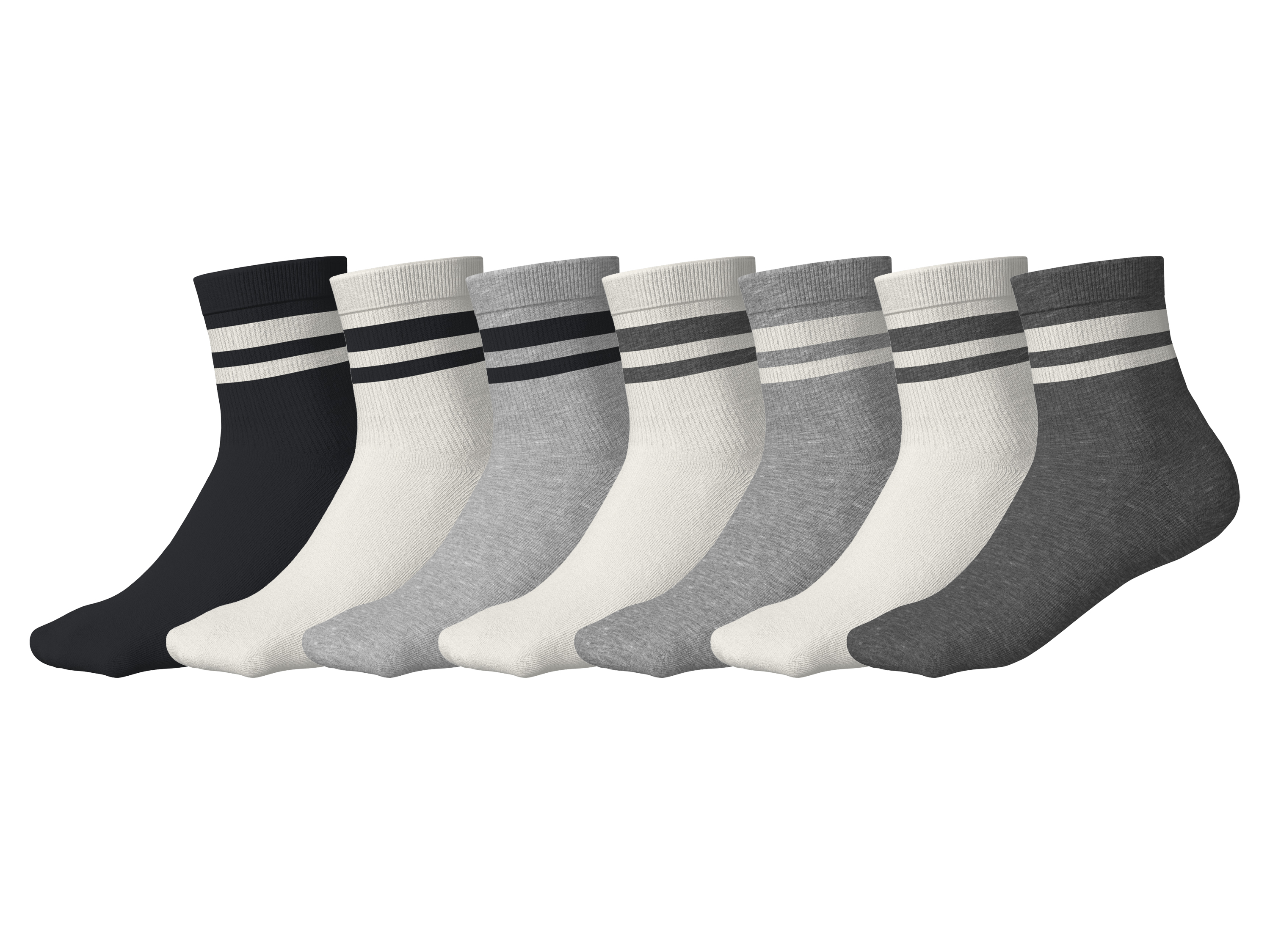 ESMARA KIDS Kinder Socken, 7 Stück (Striche/weiß/grau/schwarz, 39-42)""