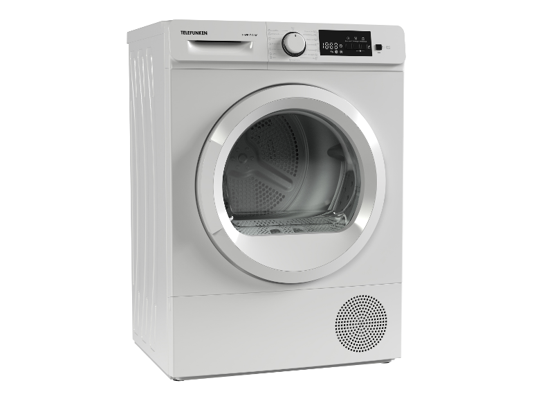 Telefunken Wäschetrockner: modernes, weißes Design.