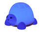 Eine blaue Nachtlampe in Schildkrötenform.