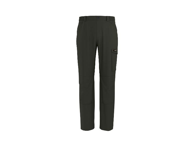 Dunkelgrüne Herren-Cargohose mit Knieverstärkung und Seitentasche.