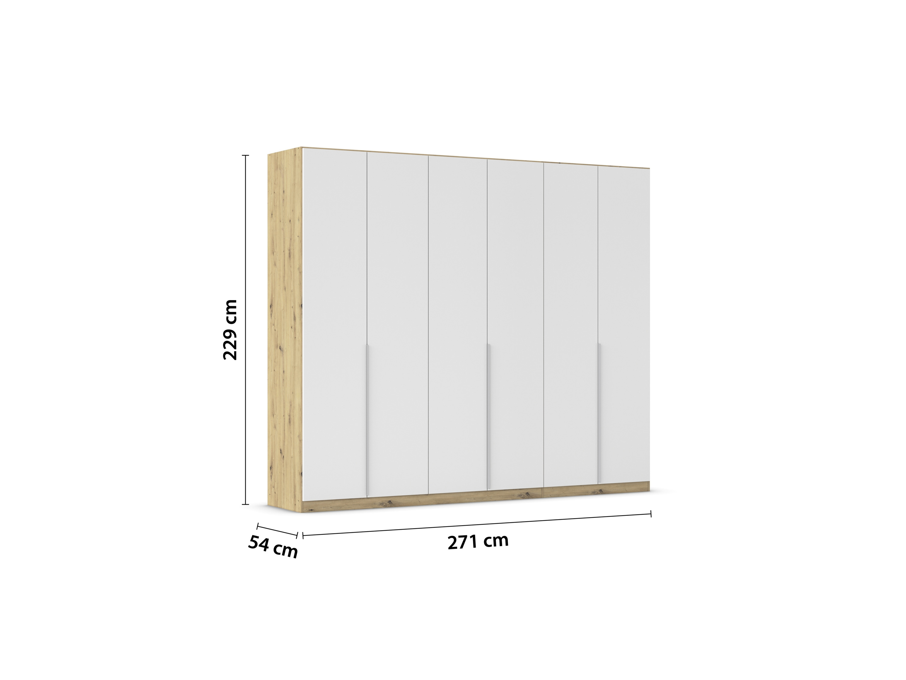 Thumbnail - rauch ORANGE Drehtürenschrank Alabama (Basic-Zubehör, Weiß/Eiche Artisan, Griffe Alu, 271 x 229 cm)