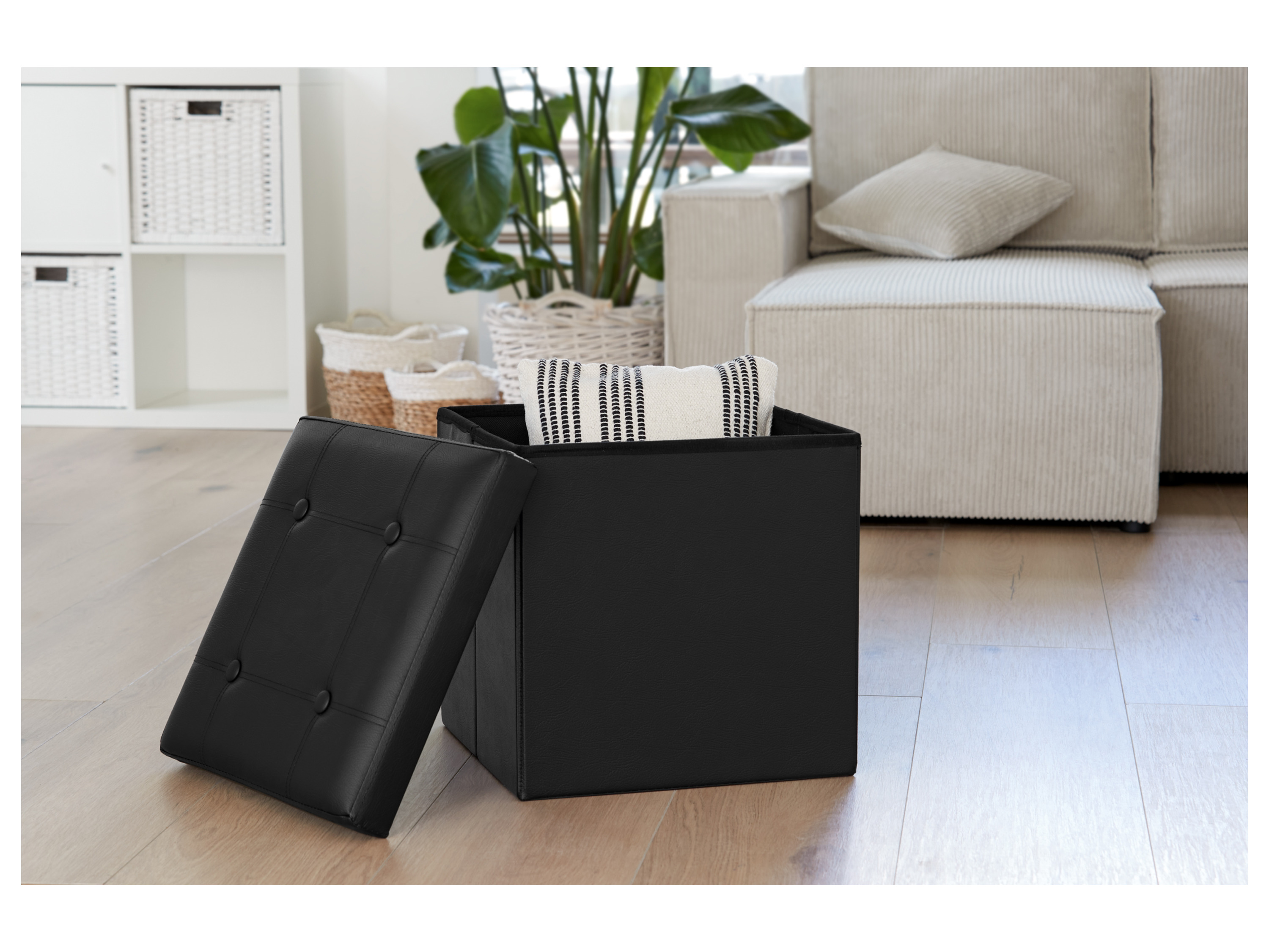 Thumbnail - LIVARNO home Sitzhocker, klappbar (Schwarz)