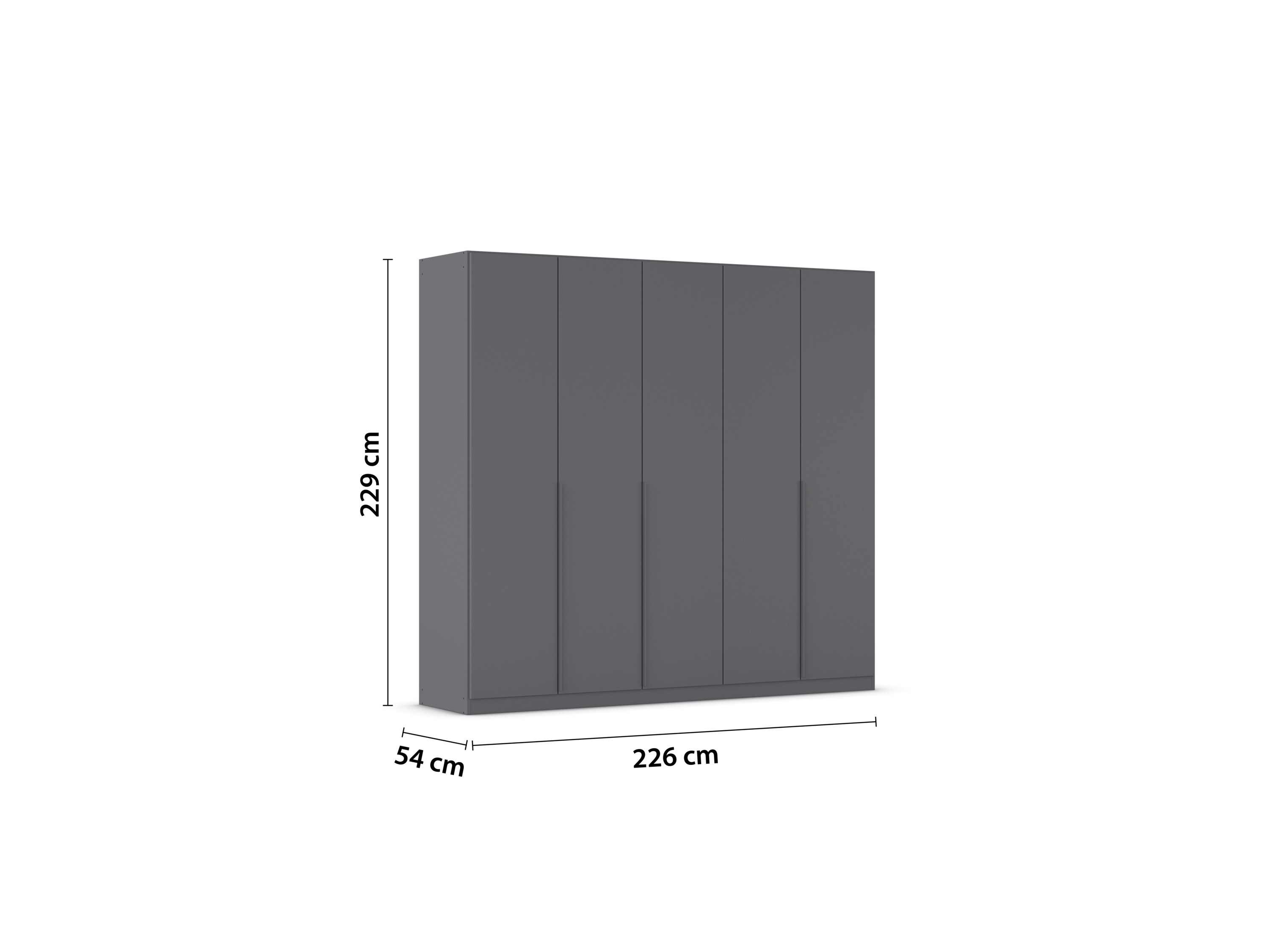 RAUCH ORANGE Drehtürenschrank Alabama (Premium-Zubehör, Graumetallic, Griffe Grau, 226 x 229 cm) – Bild 4 von 4