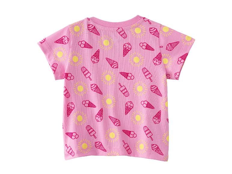 Rosa T-Shirt mit Eiscreme- und gelben Sonnenmuster.