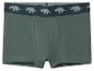 Grüne Jungen-Boxershorts mit Triceratops-Muster am Bund