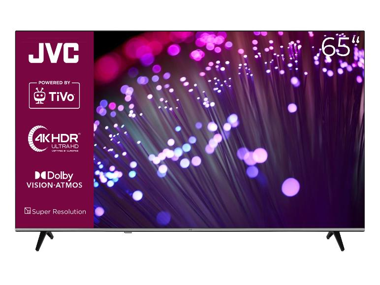65 Zoll JVC Fernseher mit TiVo, 4K HDR, Dolby Vision Atmos und Super Resolution.