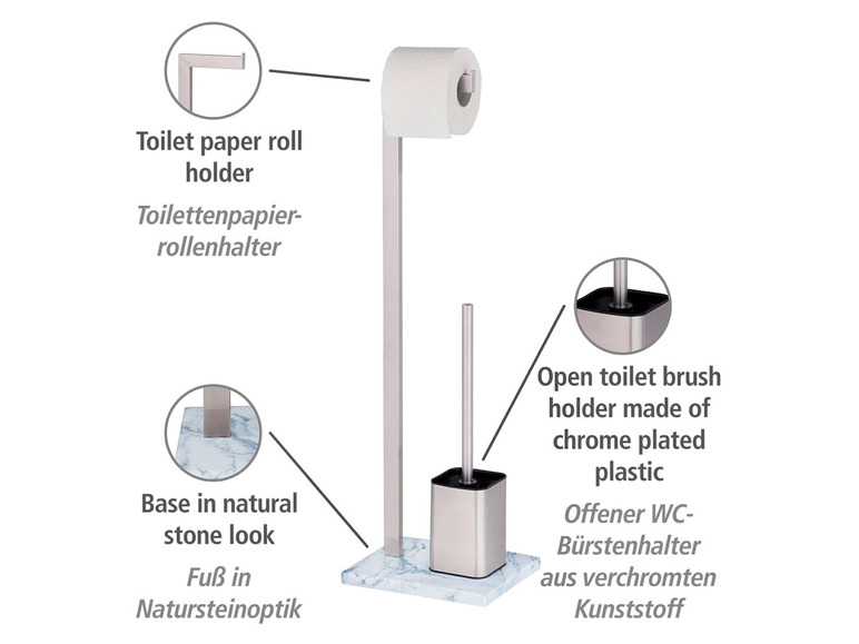 Gehe zu Vollbildansicht: Wenko 2-in-1 WC-Garnitur »Aprilia«, in Naturstein-Optik, Edelstahl/weiß - Bild 6