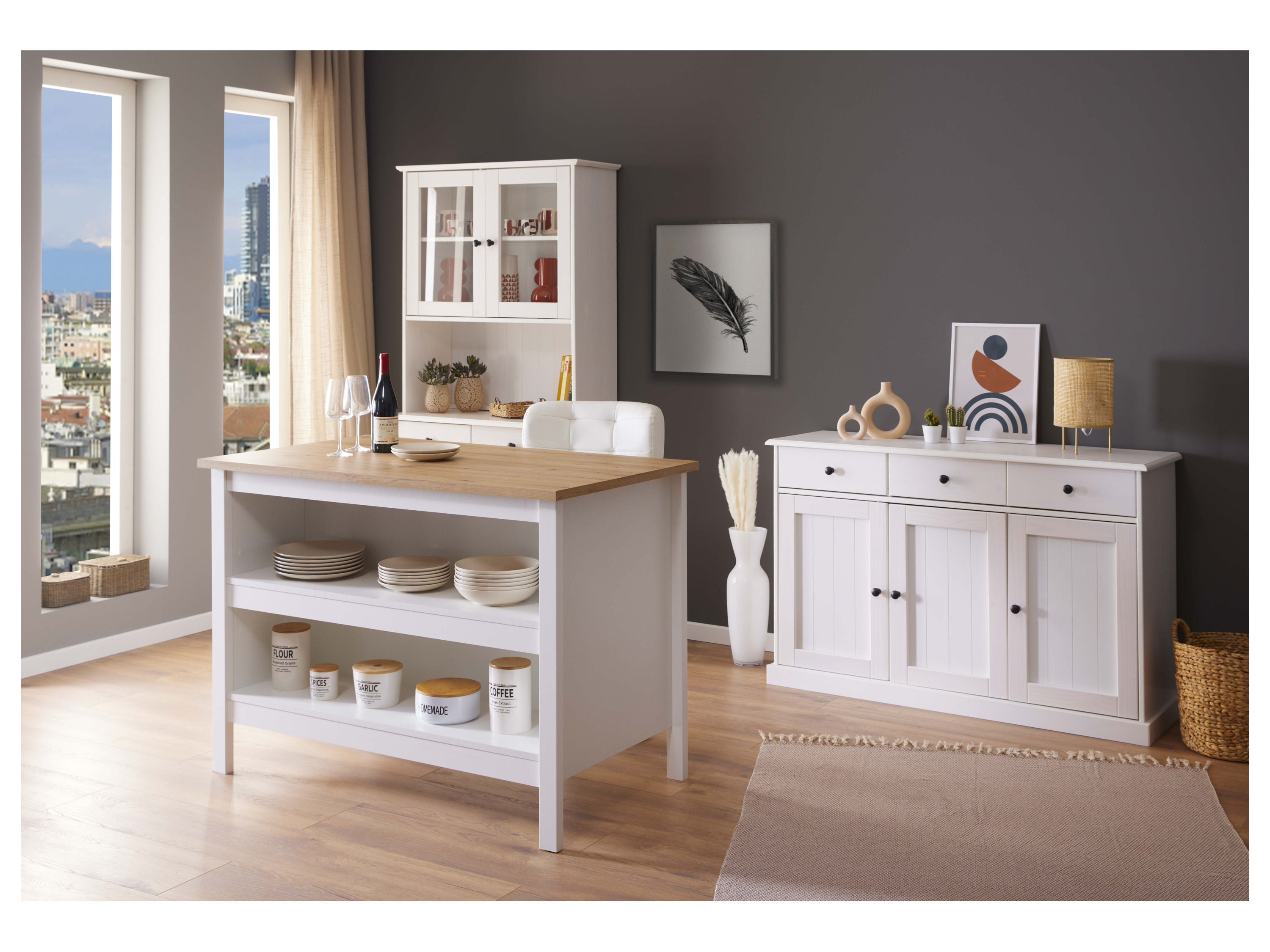 Thumbnail - Inter Link Kücheninsel (Julina, Weiß/Eiche Artis.)