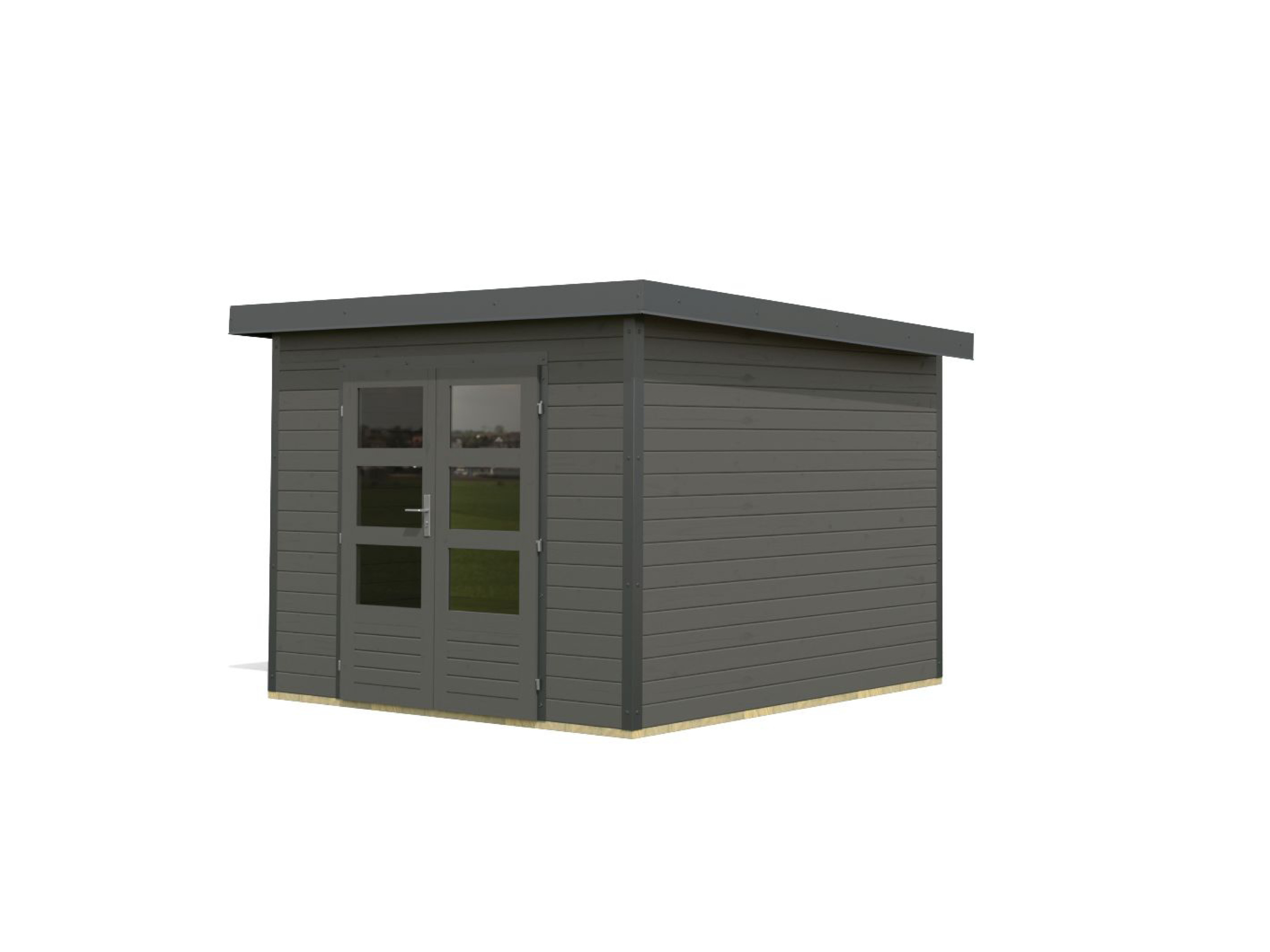 KARIBU Gartenhaus Premium Hybrido (ohne Abbaudach, terragrau)