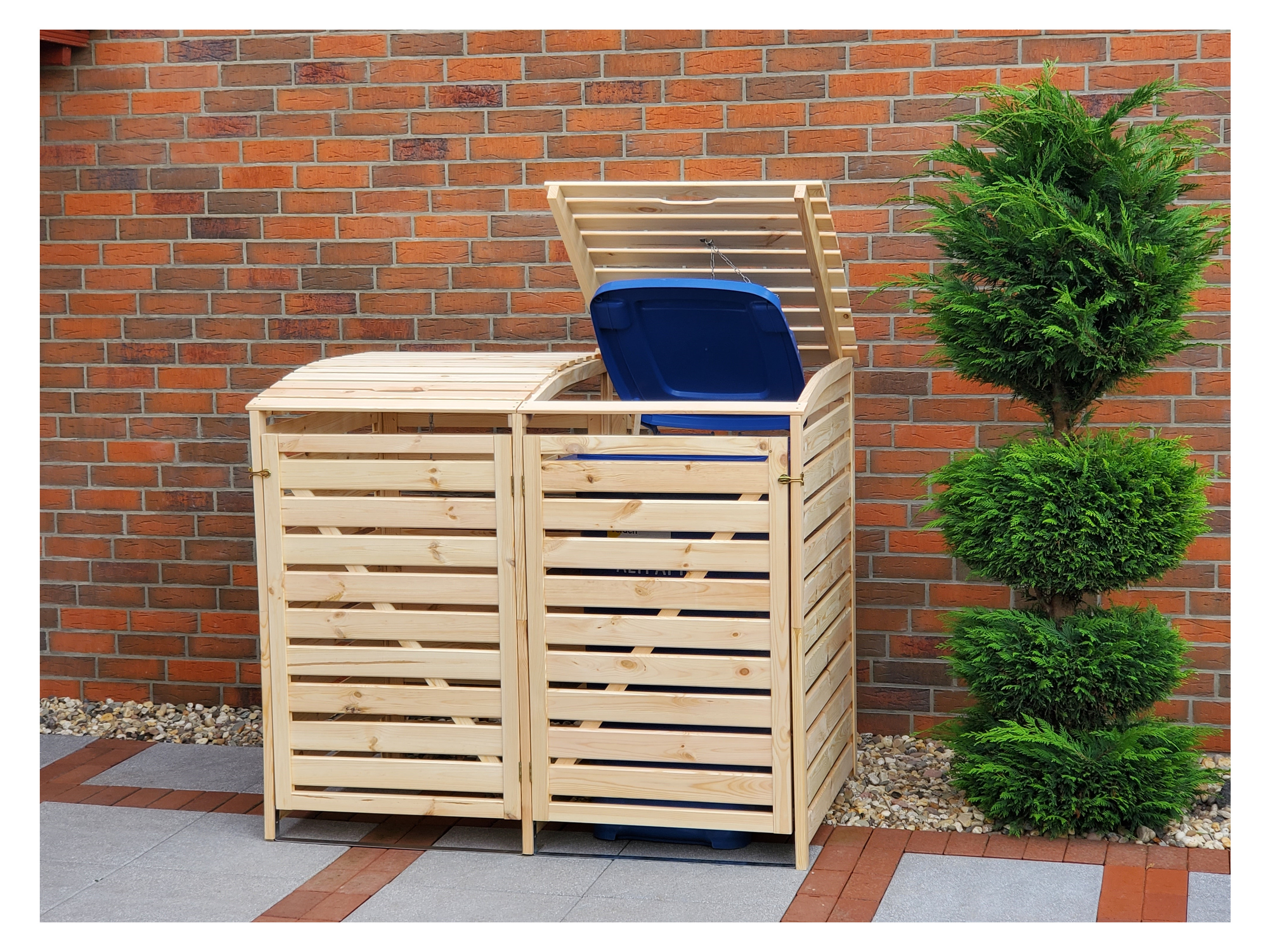 Promadino Mülltonnenbox V, anthrazit, für 2 Tonnen (für 2 Tonnen, Natur) | 04012379324119