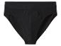 Schwarze Herrenslips mit elastischem Bund.