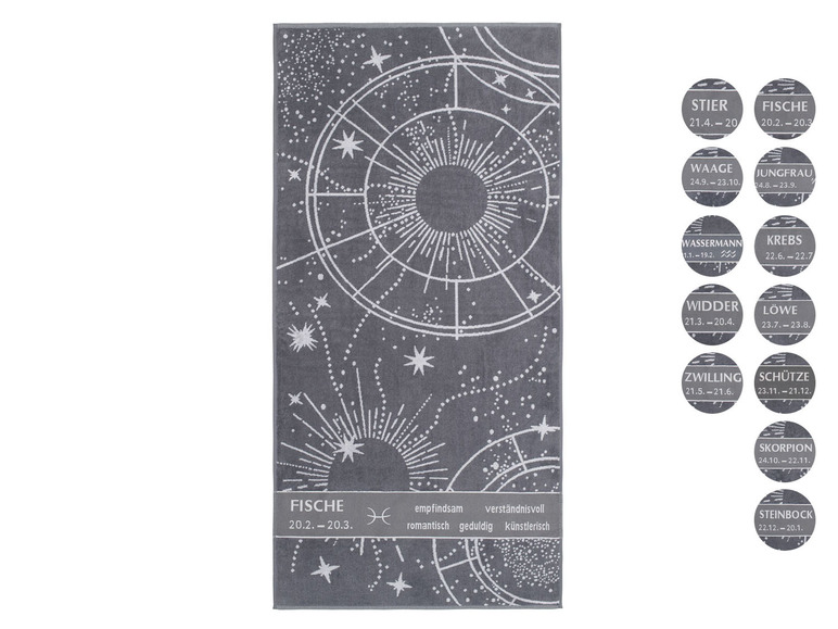 Gehe zu Vollbildansicht: Gözze Saunatuch »Sternzeichen«, reine Baumwolle, 80 x 180 cm - Bild 1