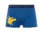 Blaue Boxershorts mit gelbem Cartoon-Charakter-Aufdruck und Textbund.