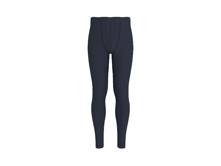 Dunkelblaue lange Herrenunterhose auf weißem Hintergrund.