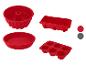 Rote Silikon-Backformen: Kuchen-, Brot- und Muffinformen.