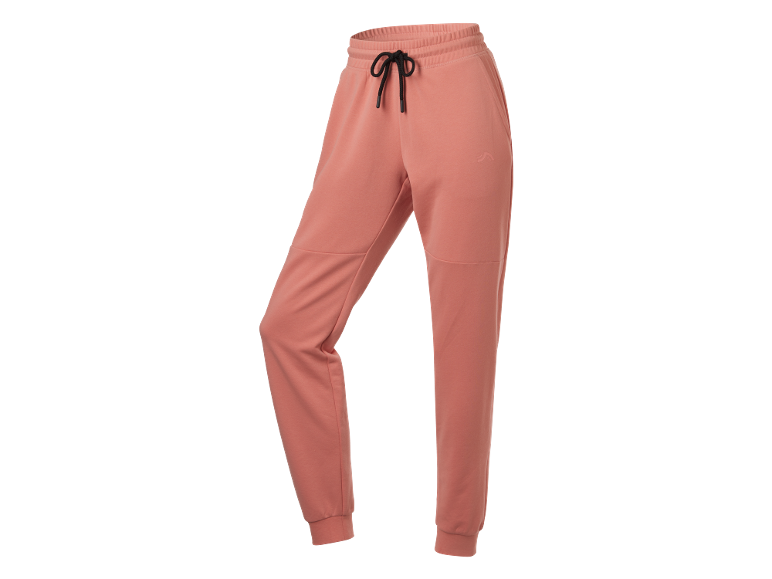 Damen-Jogginghose in Pfirsichfarbe mit schwarzem Kordelzug.